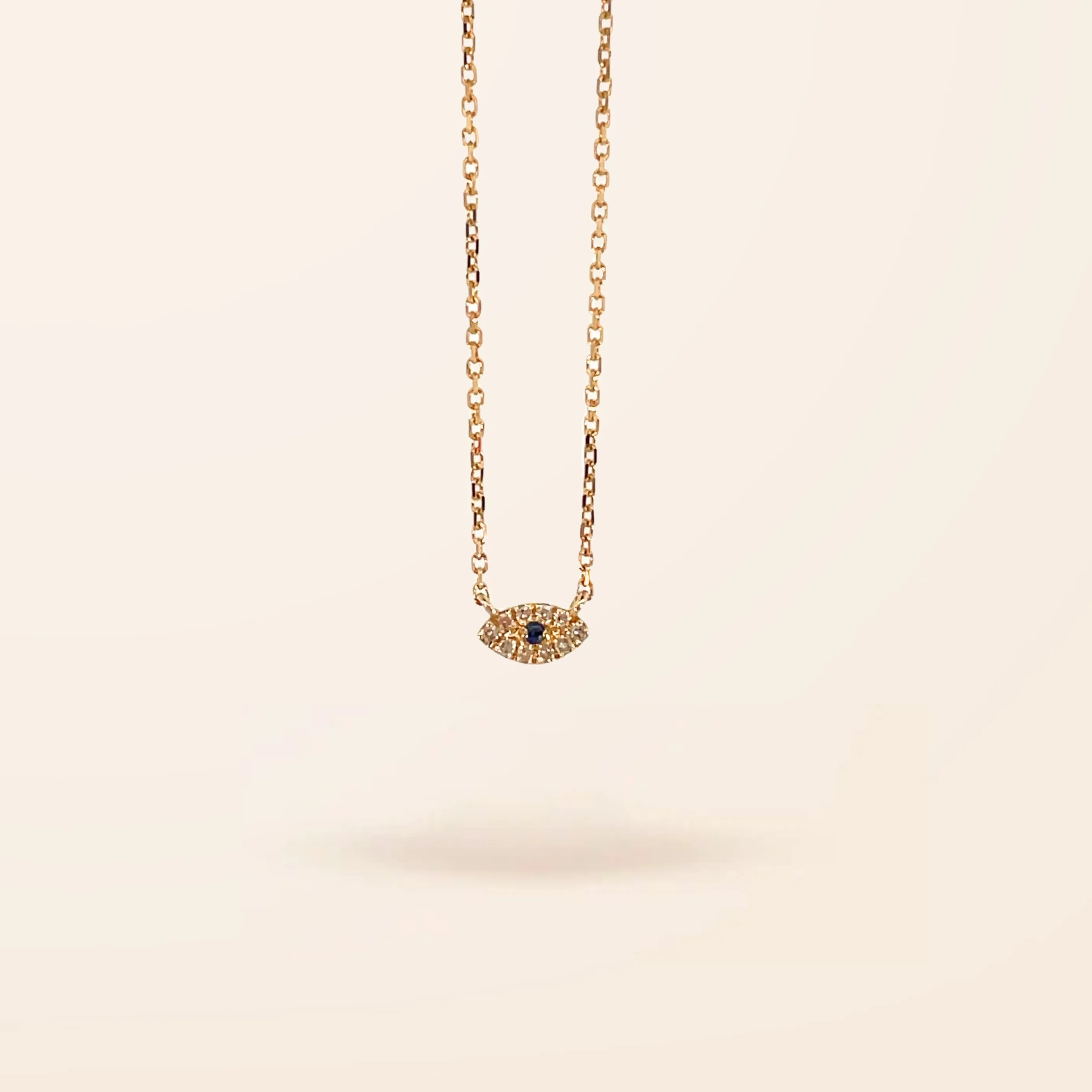 14K Gold Ultra Mini Diamond Evil Eye Necklace