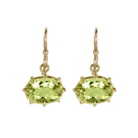 18K Yellow Gold Mini Oval Prong-Set Faceted Peridot Earrings