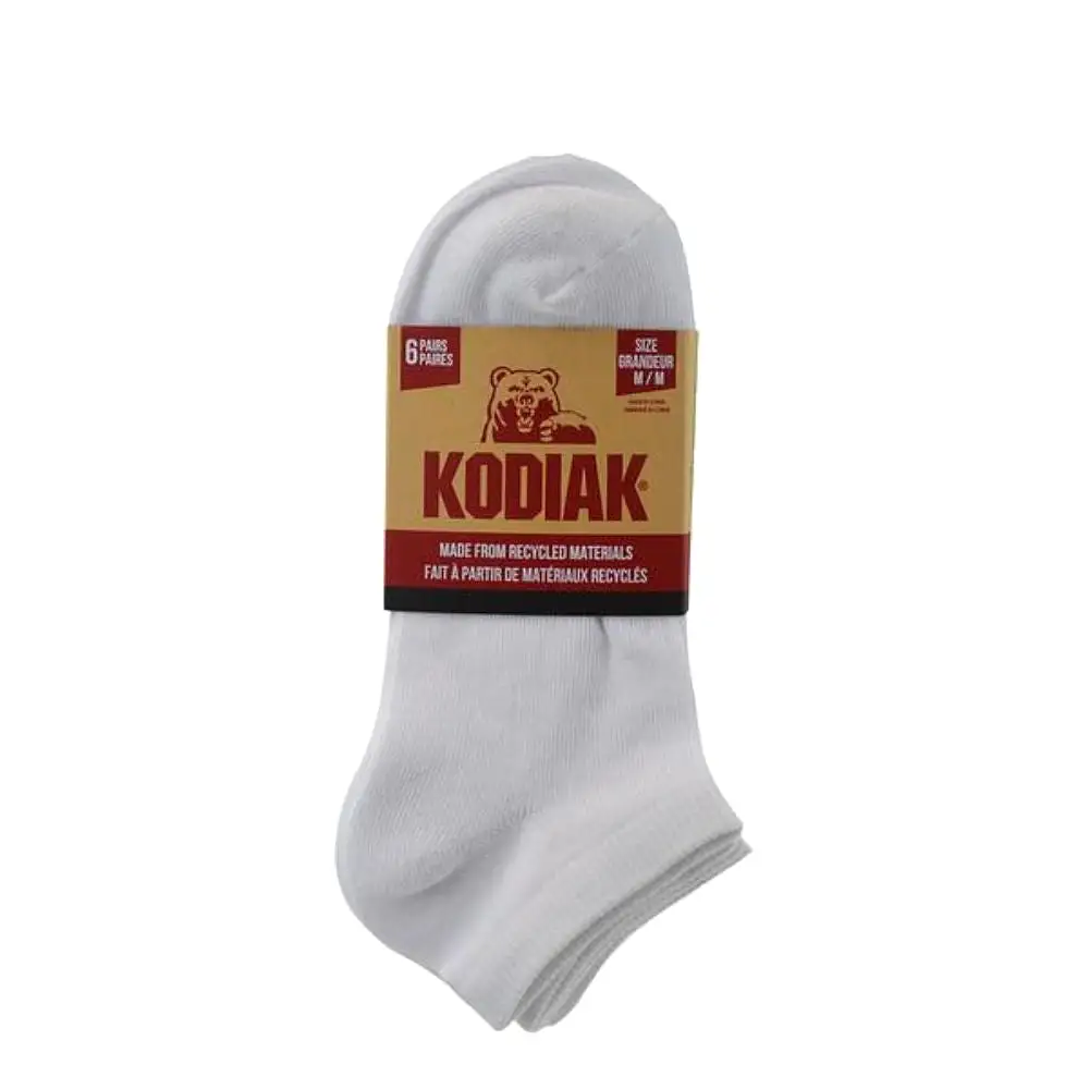 6 PK Kodiak Ankle Work Socks - White