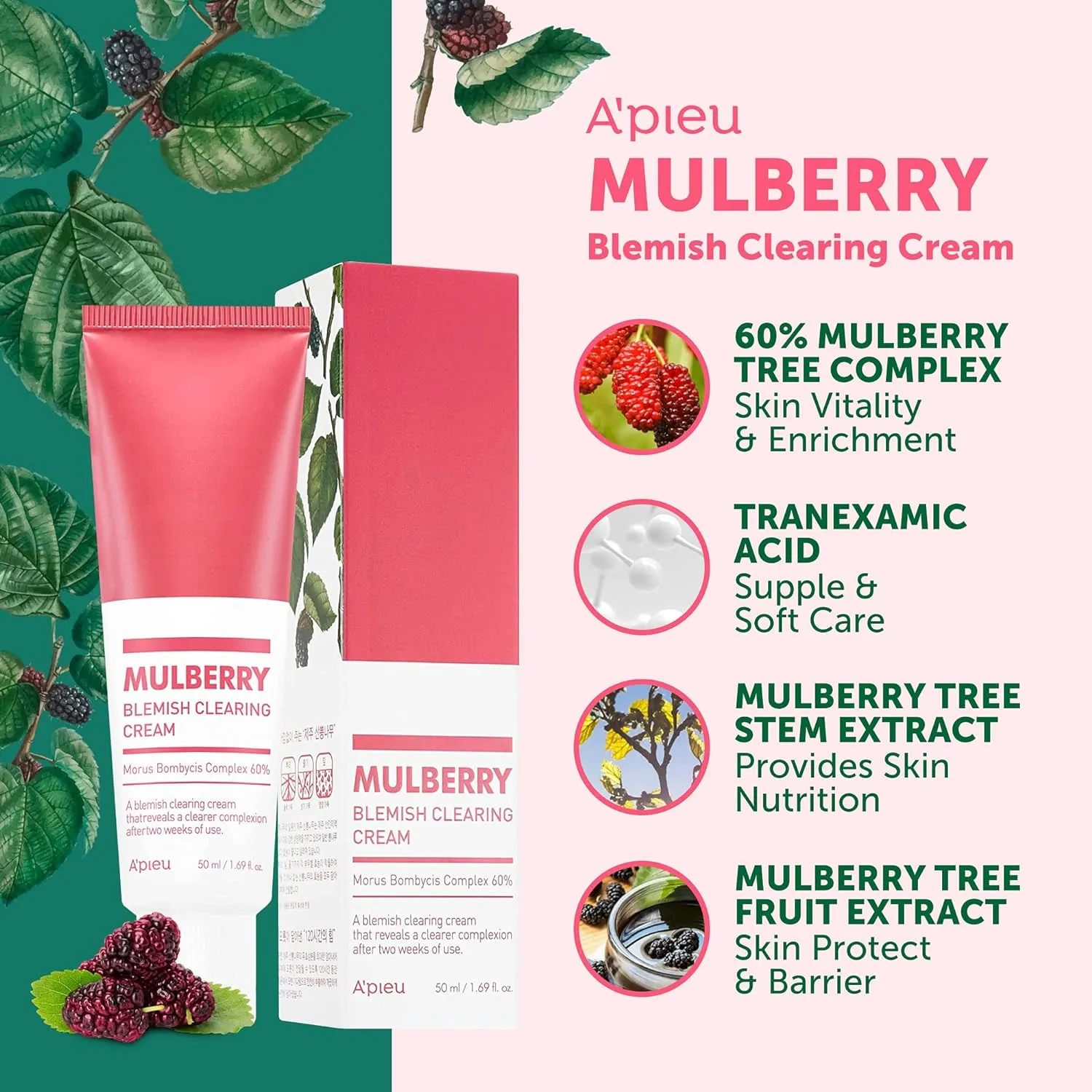 A'pieu Mulberry Blemish Clearing Cream - 50ML