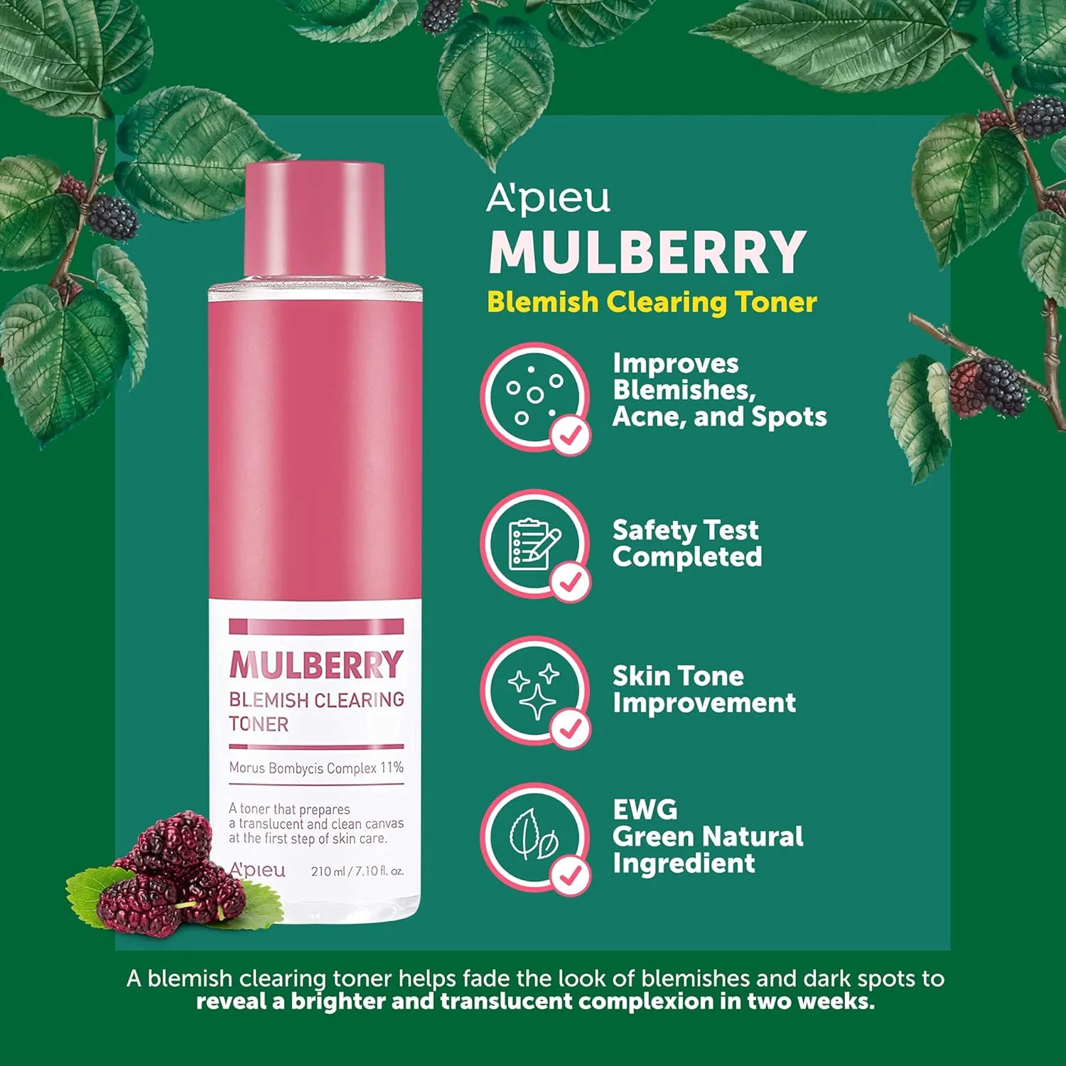 A'pieu Mulberry Blemish Clearing Toner - 210ML