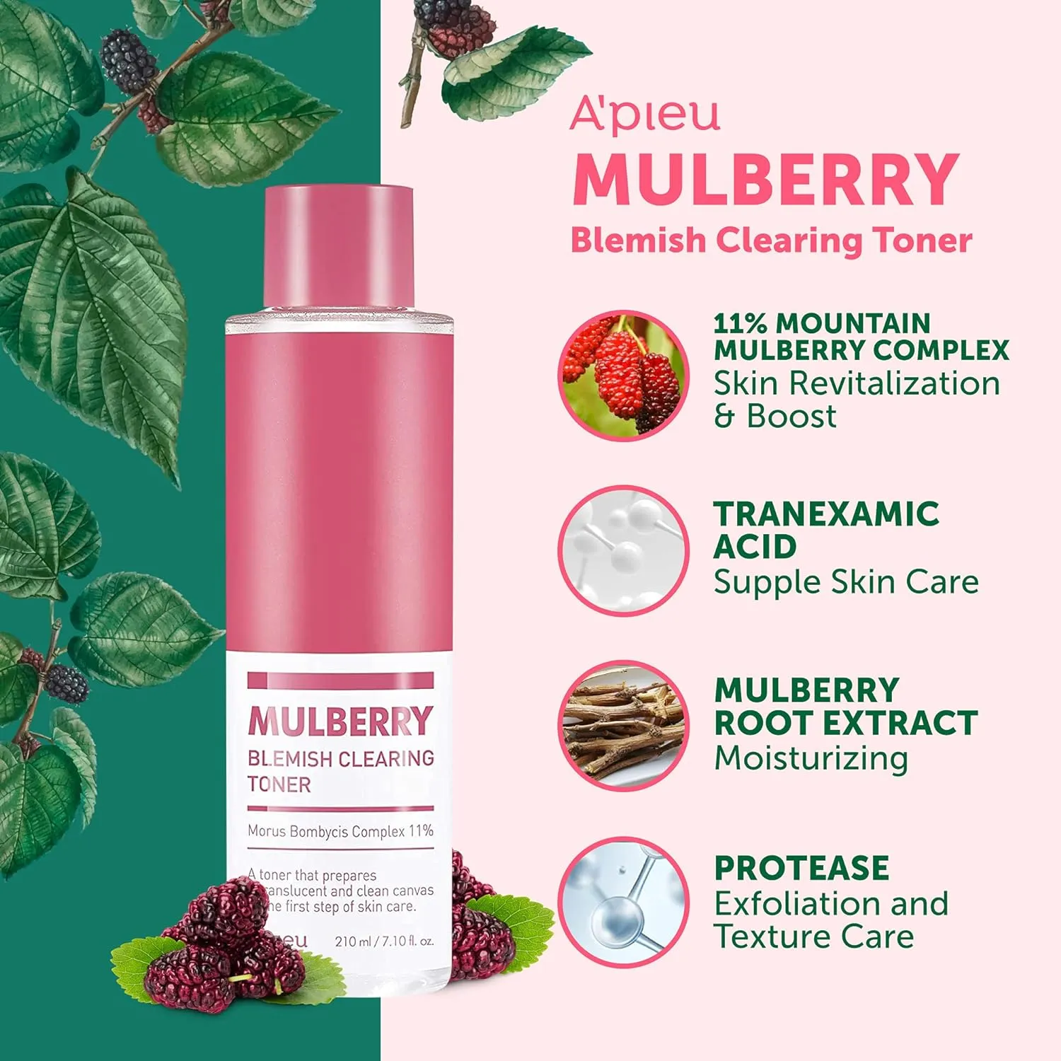 A'pieu Mulberry Blemish Clearing Toner - 210ML