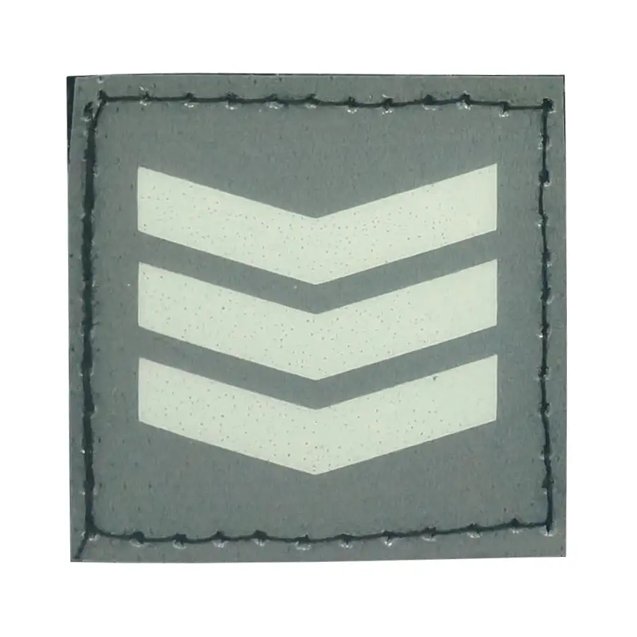 BLUE GLOW IN THE DARK RANK PATCH - 3RD SERGEANT