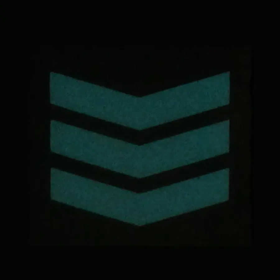 BLUE GLOW IN THE DARK RANK PATCH - 3RD SERGEANT