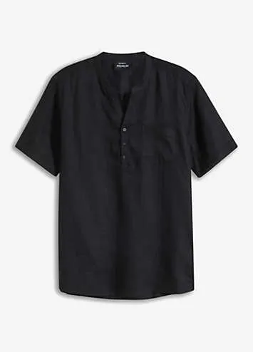 bonprix Linen V-Neck Short Sleeve Shirt | Grattan