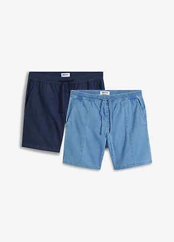 bonprix Pack of 2 Elasticated Waist Denim Shorts | Grattan