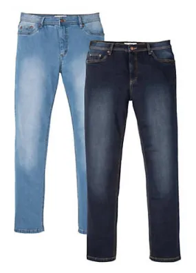 bonprix Pack of 2 Straight Stretch Jeans | Grattan