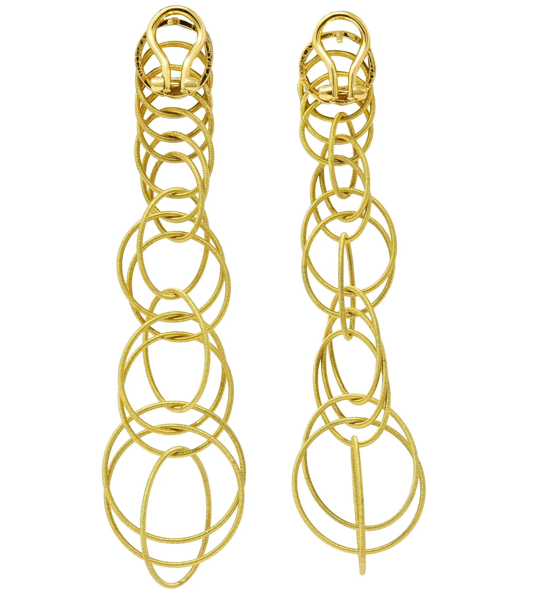 Buccellati 18 Karat Gold Hawaii Waikiki Circle Long Pendant Earrings