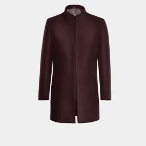 Burgundy Zip fastenning Funnel neck Coat