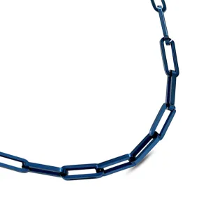 C860BL B.Tiff Jemma Flat Long Adjustable Link Blue Sapphire Stainless Steel Necklace