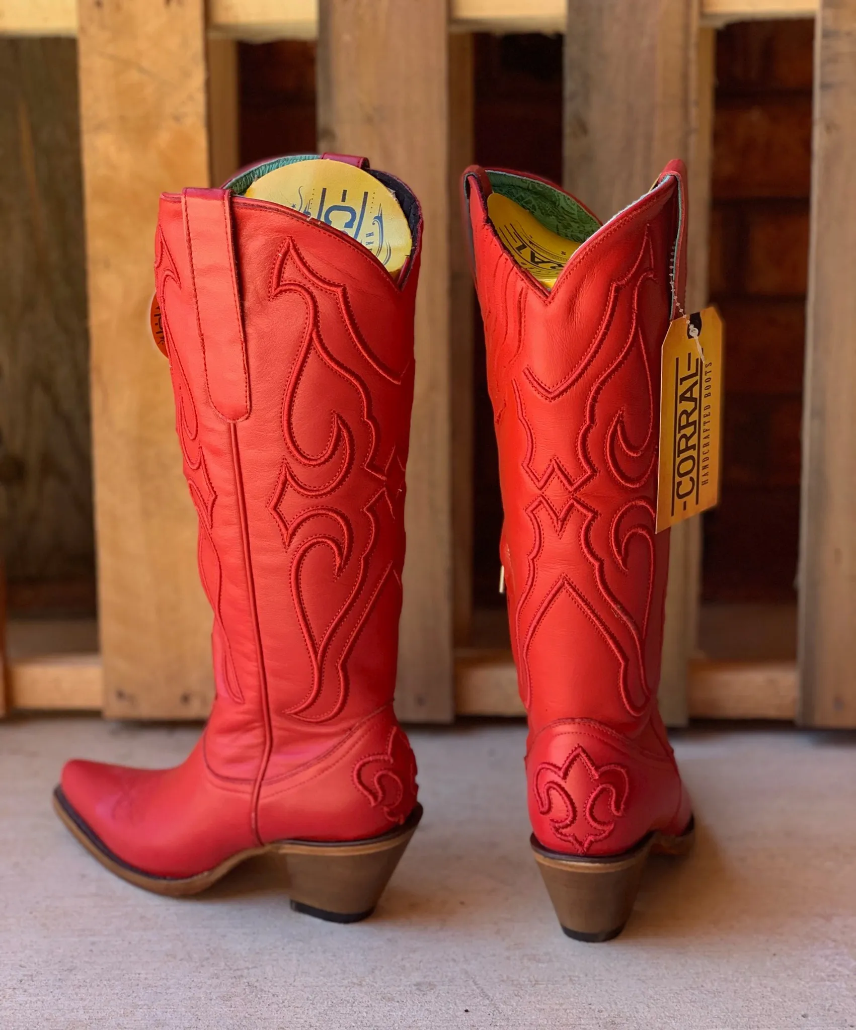 Corral Ruby Red Tall Top Stitch and Inlay Boot Z5076