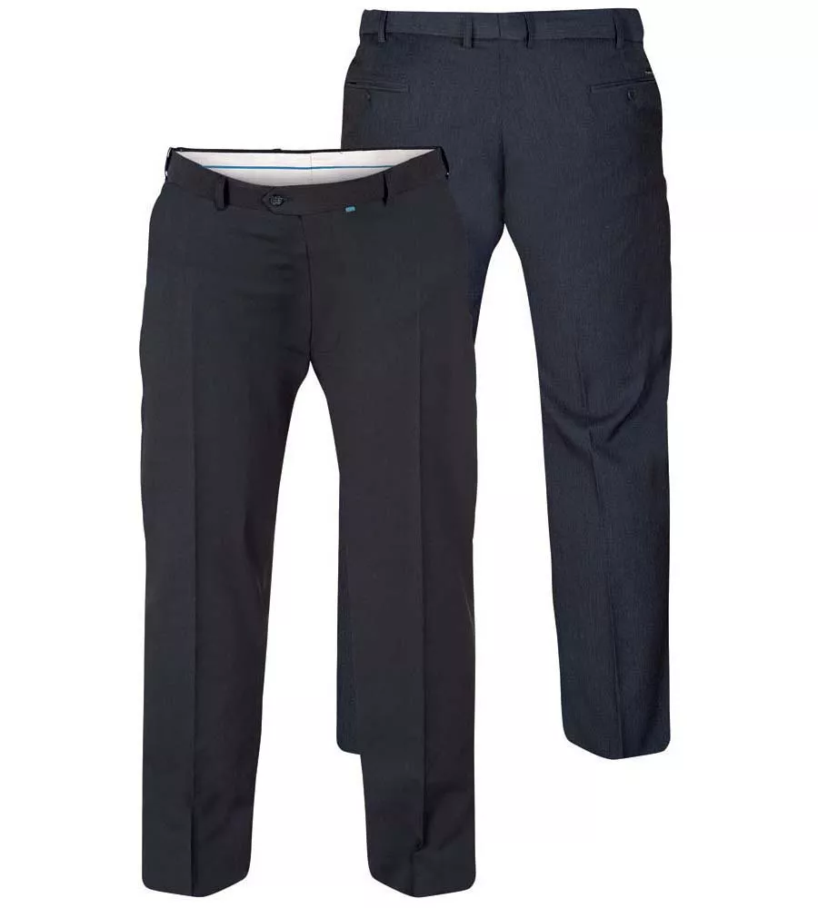 D555 Big Mens Navy Stretch Dress Trouser With Extenda Waist (SUPREME NAVY)