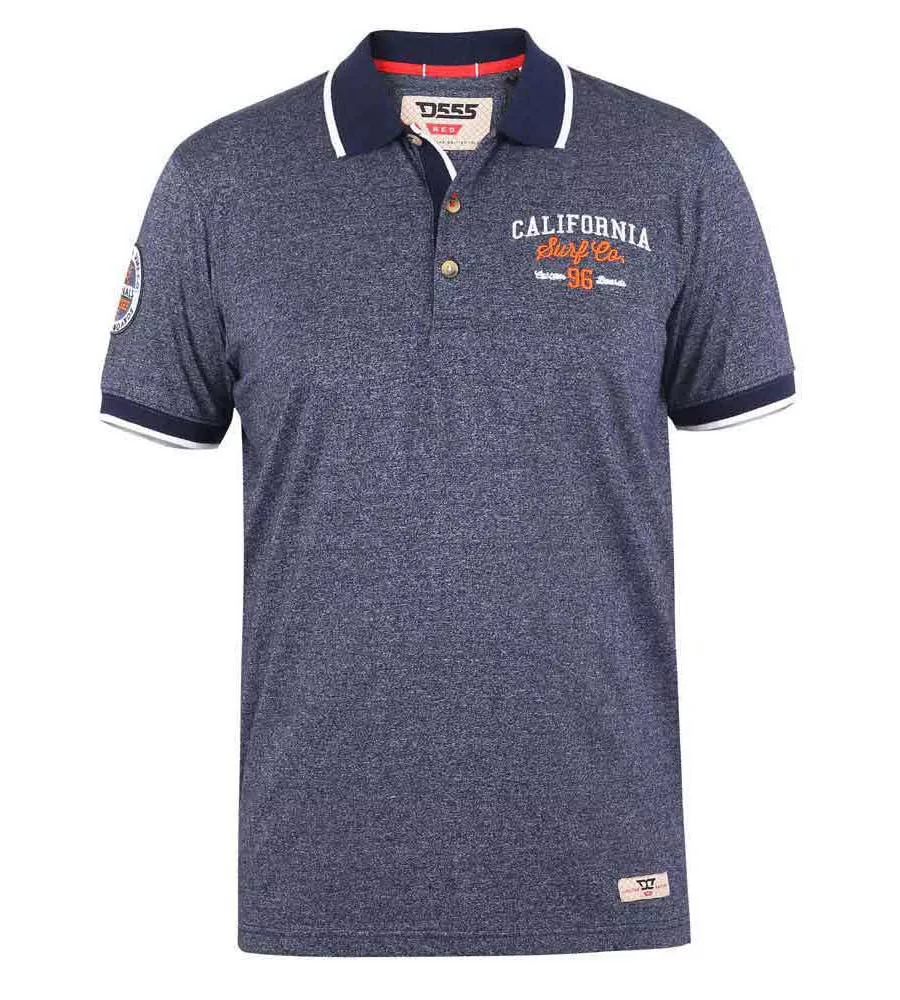 D555 Mens Navy Twist Polo Shirt With Badge and Embroidery (HATFIELD)