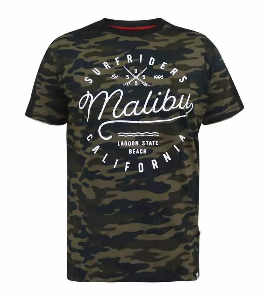 D555 Tall Mens Camouflage T-Shirt With Malibu Chest Print (SULLIVAN)