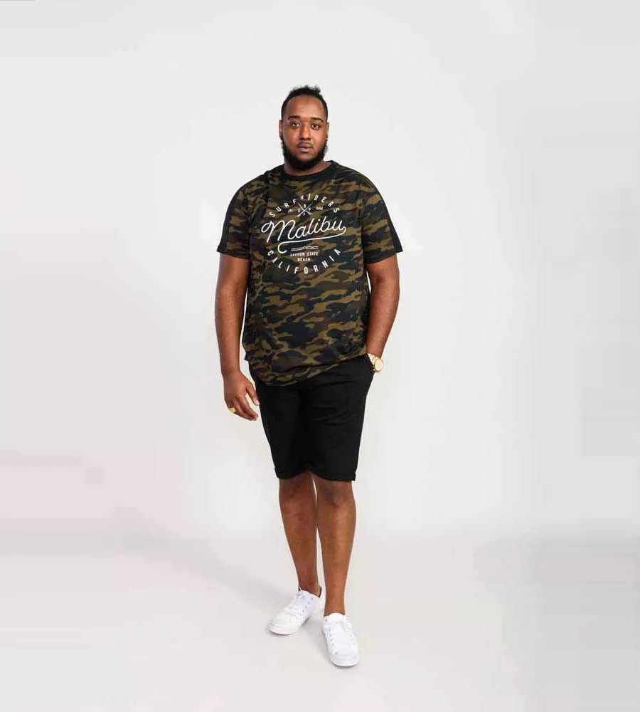 D555 Tall Mens Camouflage T-Shirt With Malibu Chest Print (SULLIVAN)