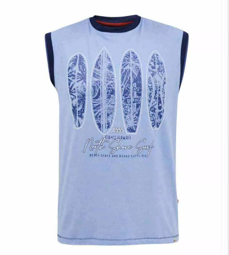 D555 Tall Mens Surfboard Printed Sleeveless T-Shirt (BRETTON)