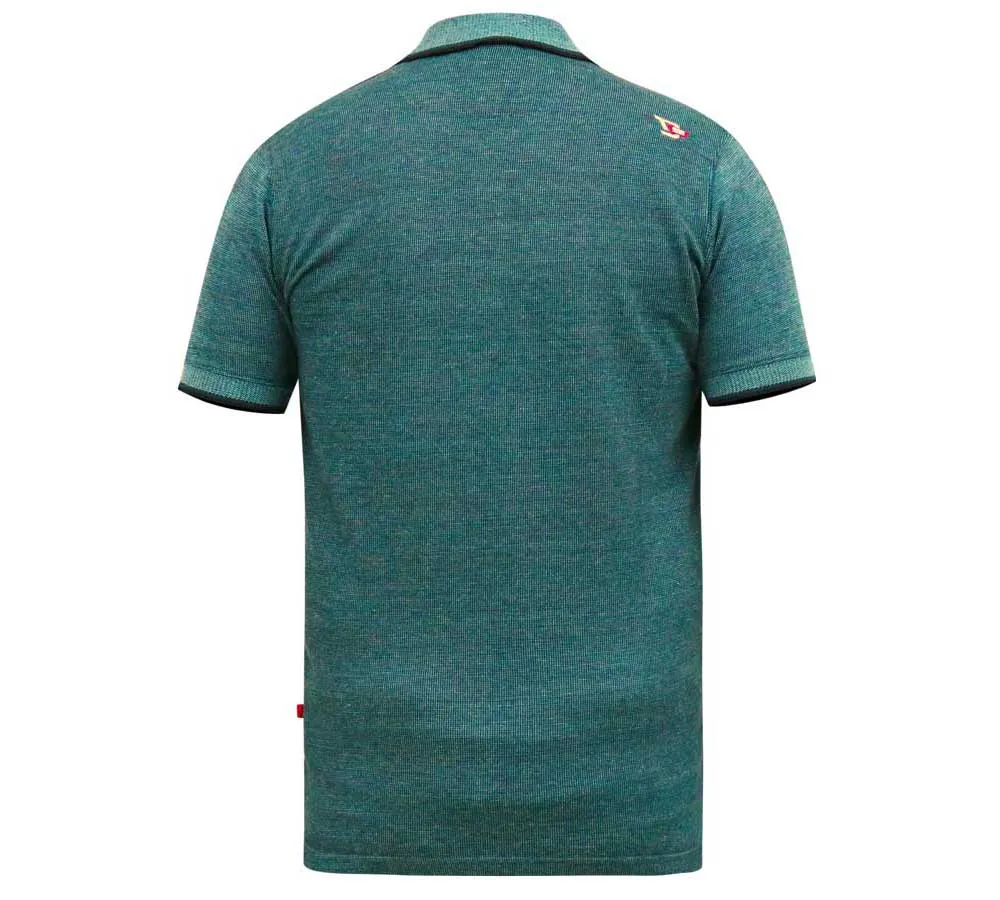 D555 Tall Mens Teal Textured Polo Shirt With Jacquard Collar and Cuffs (TROY 2)