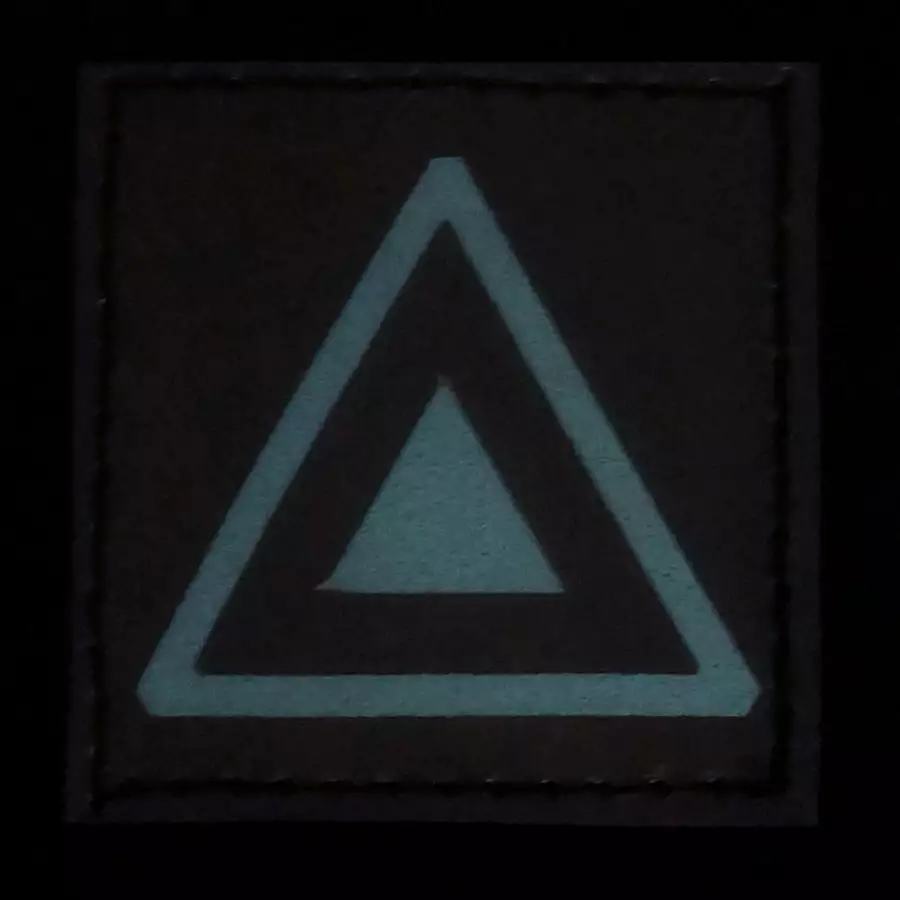 DOUBLE TRIANGLE GITD PATCH - BLUE GLOW IN THE DARK