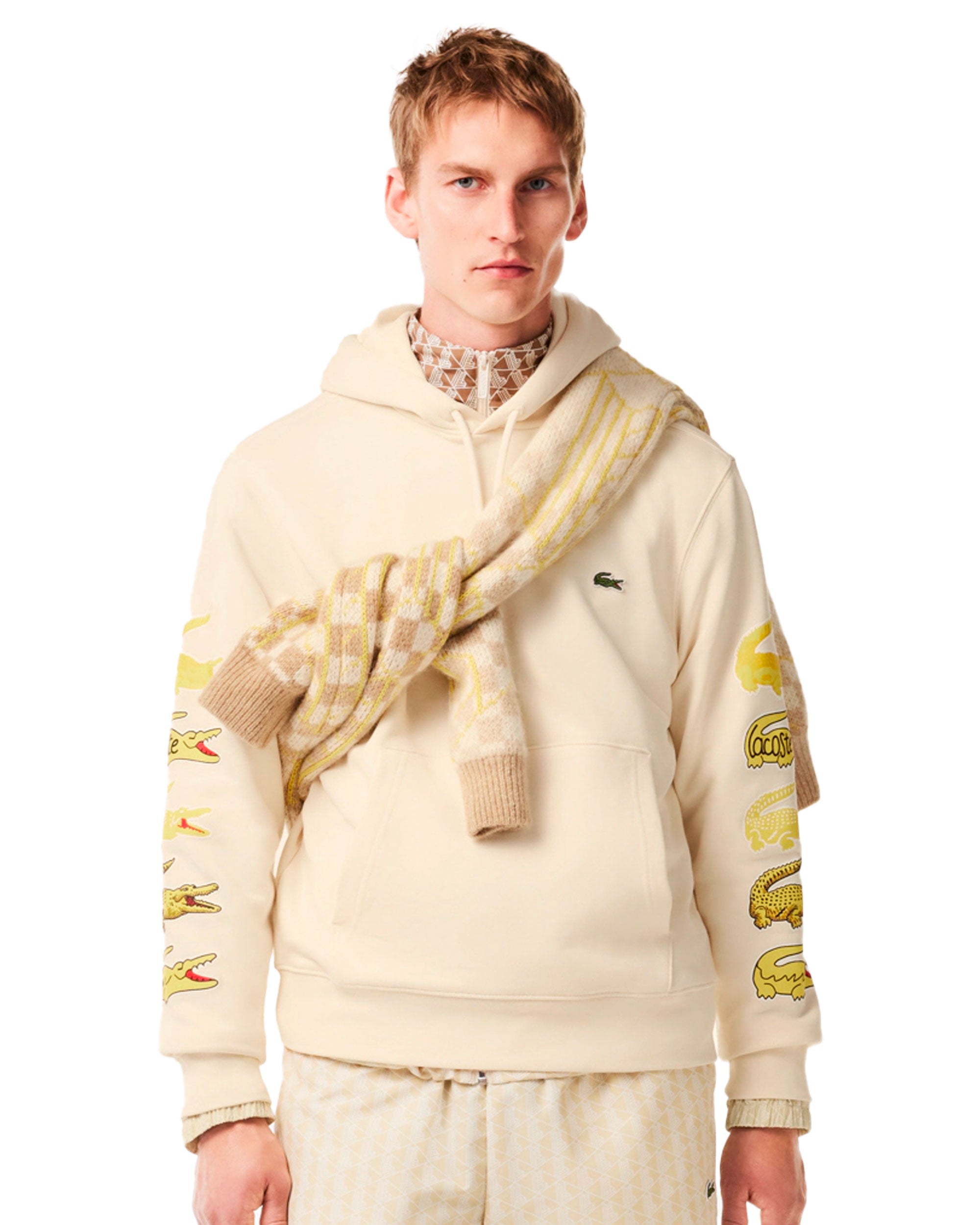 Felpa Uomo Lacoste Patch Beige