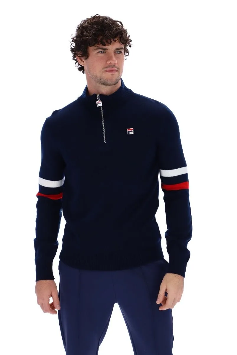 Fila Harrison Quarter Zip Jumper Navy/White/Red