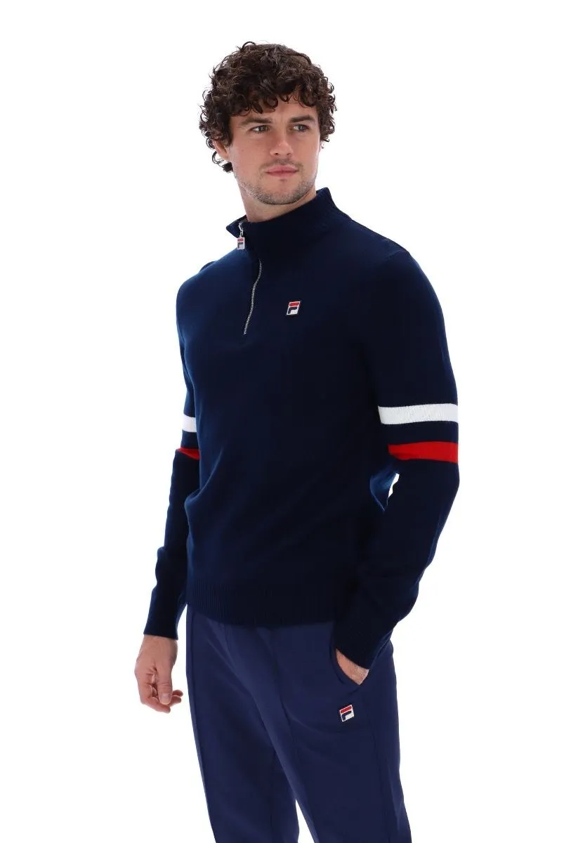 Fila Harrison Quarter Zip Jumper Navy/White/Red