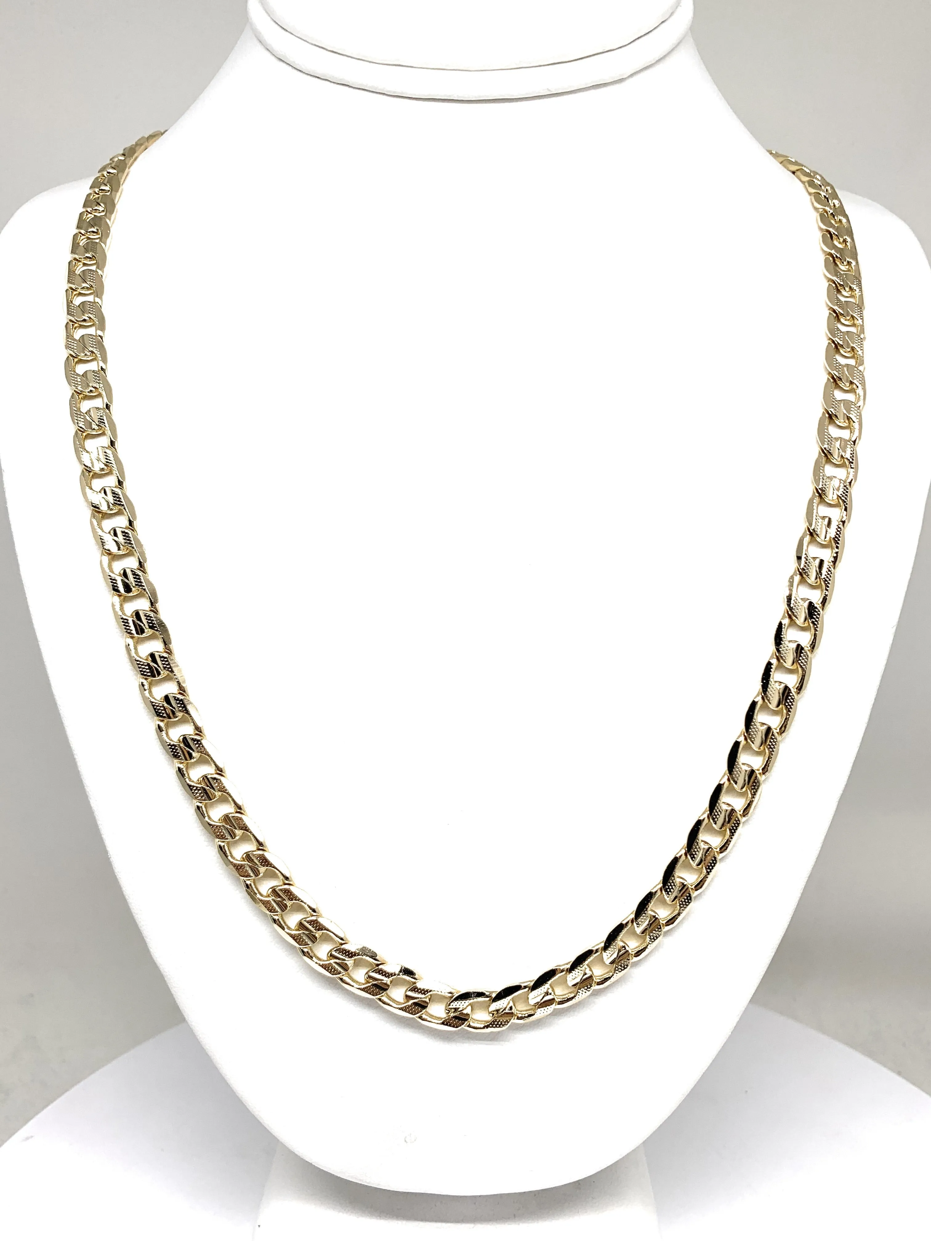 Gold Plated Men's Large 24-28 Inch Cuban Link Chain 8mm Width