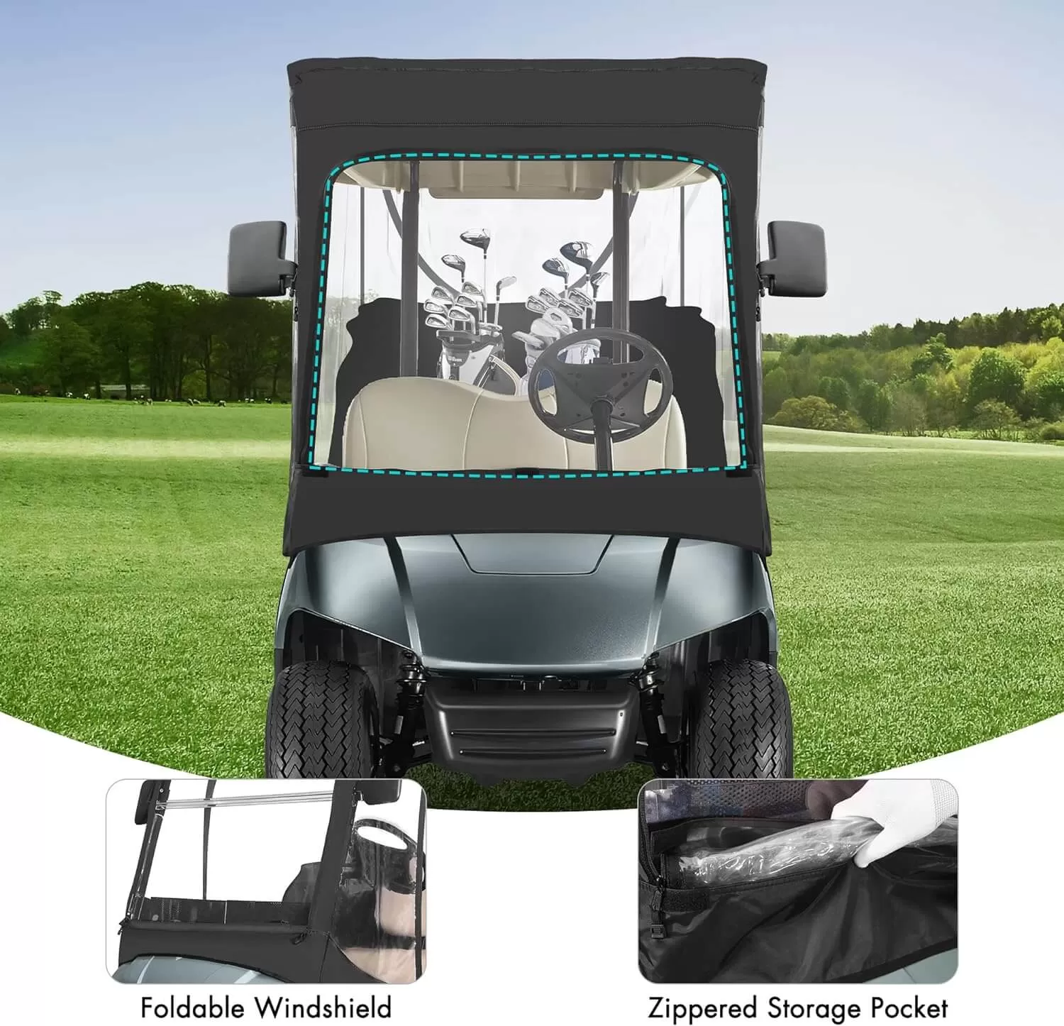 Golf Cart Cover with Door Rain Cover for Yamaha G14 G16 G22 G29 Drive 2 - 10L0L