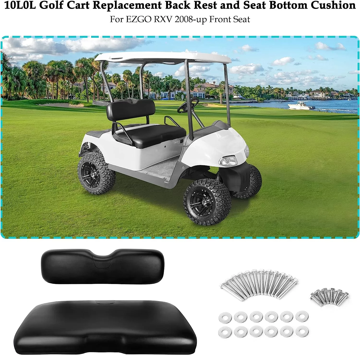 Golf Cart Front Cushion and Seat Back Replacement Kit for EZGO RXV 2008-up - 10L0L