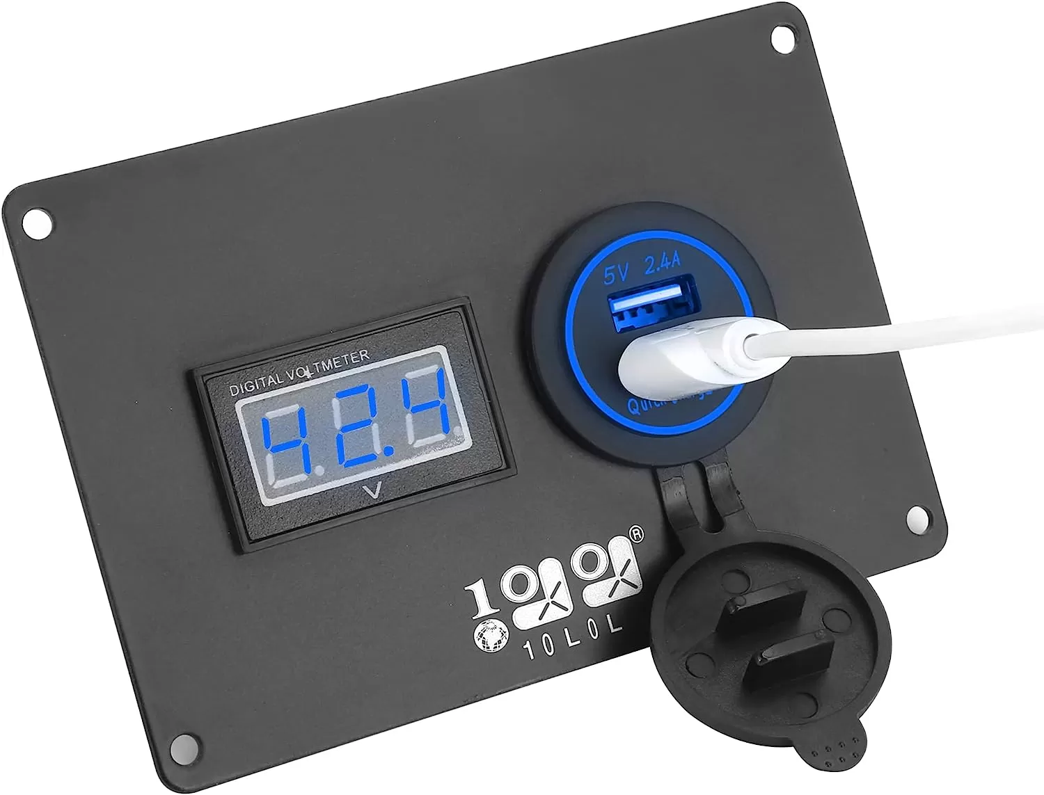 Golf Cart Volt Meter and USB Port 2-in-1 Panel with 3.0 Fast Charging - 10L0L