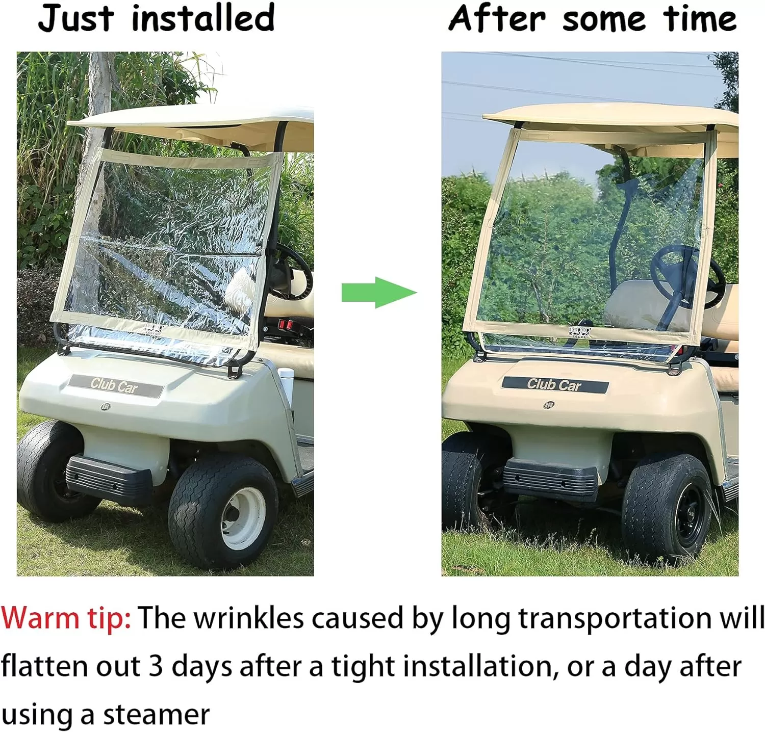 Golf Cart Windshield Fits Club Car DS Golf Cart Lightweight Foldable - 10L0L