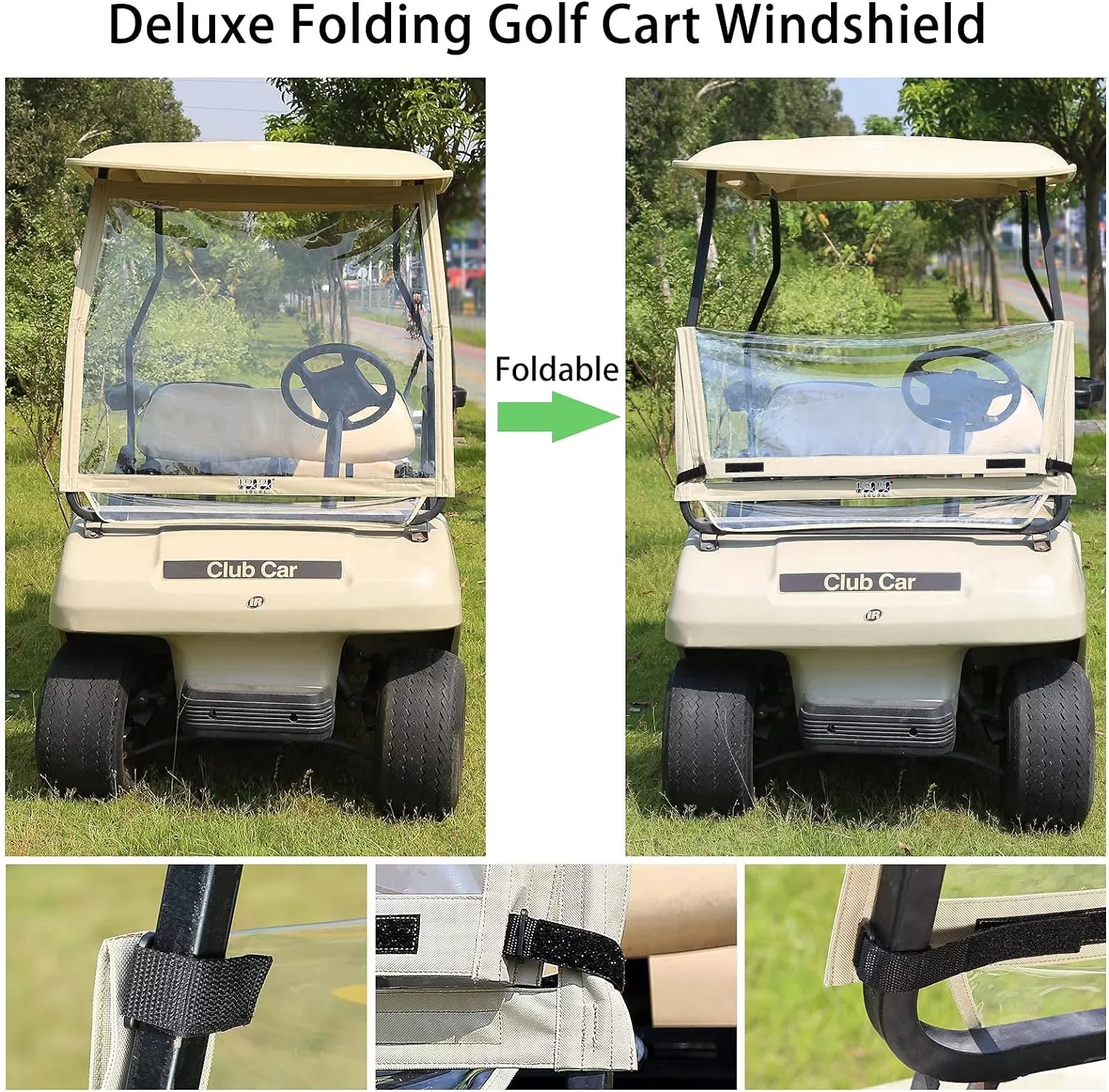 Golf Cart Windshield Fits Club Car DS Golf Cart Lightweight Foldable - 10L0L