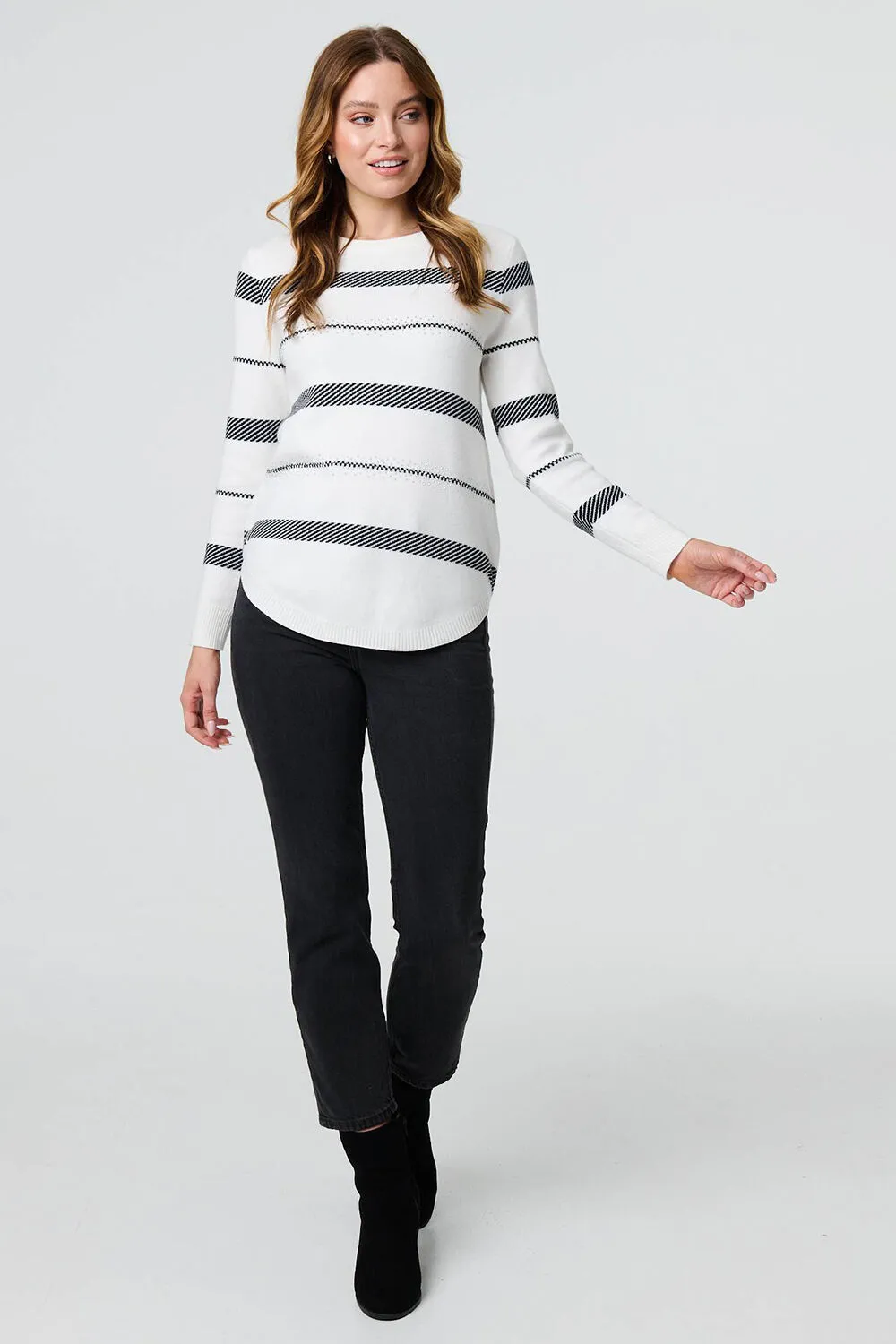 Izabel London – Stripe Print Long Sleeve Jumper