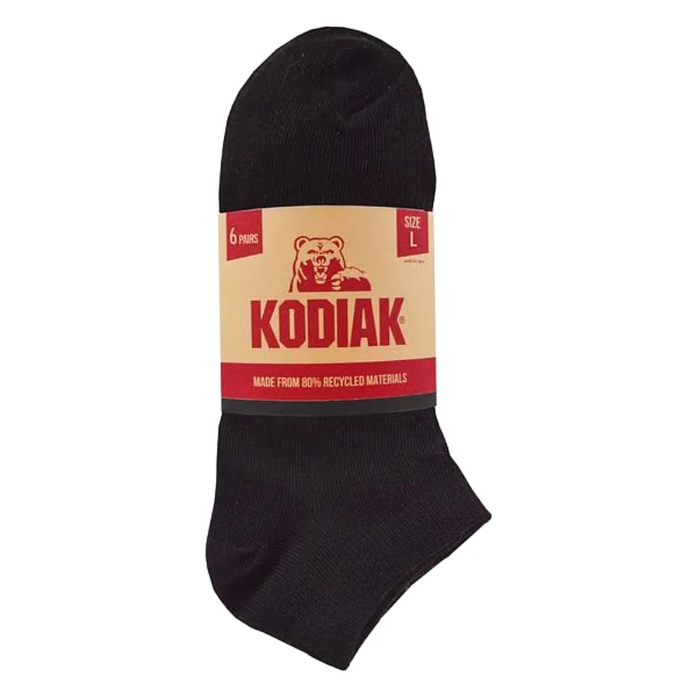 Kodiak Ankle Work Socks 5232A - Black 6PK