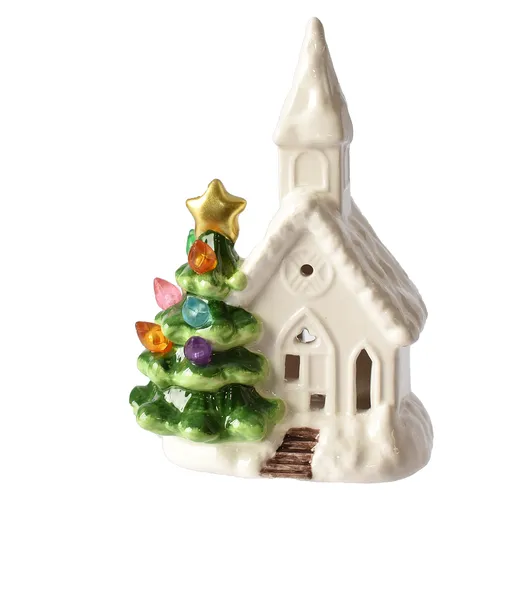 LED Light Up Church w/Tree Mini Shimmer