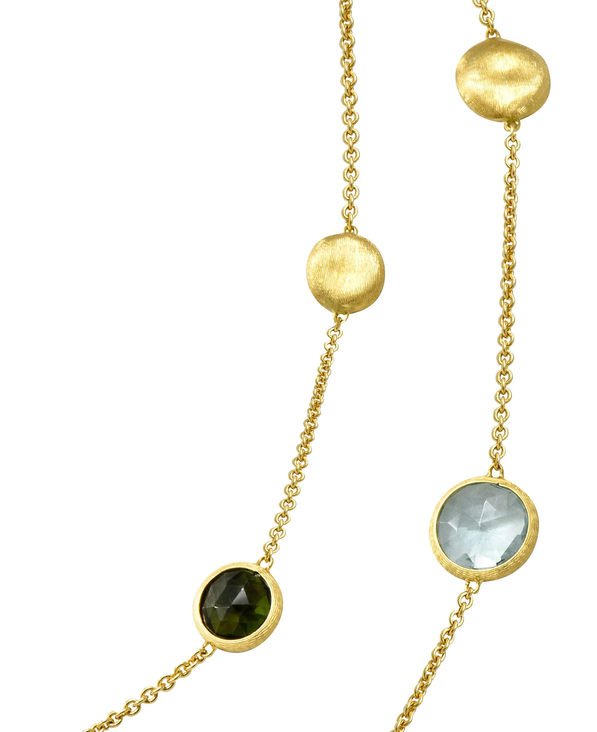 Marco Bicego Multi-Gem 18 Karat Gold Long Chain Confetti Necklace