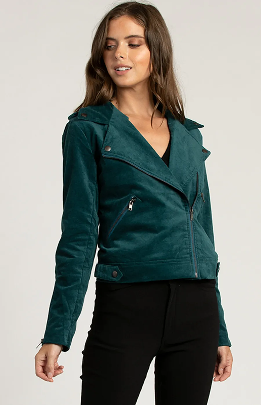 Matte Suede Biker Jacket (SJT341B)