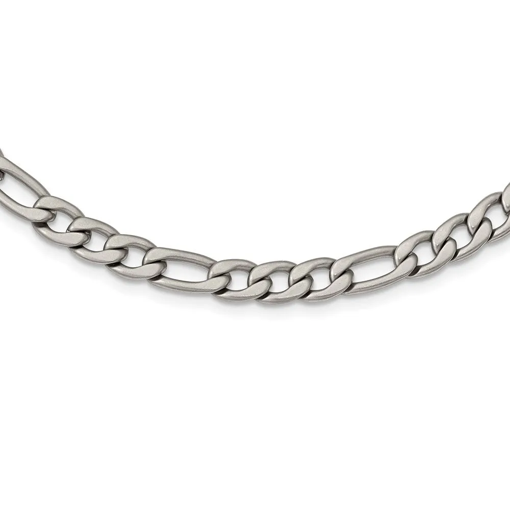 Men's 7mm Stainless Steel Satin Figaro Chain Necklace, 18 Inch