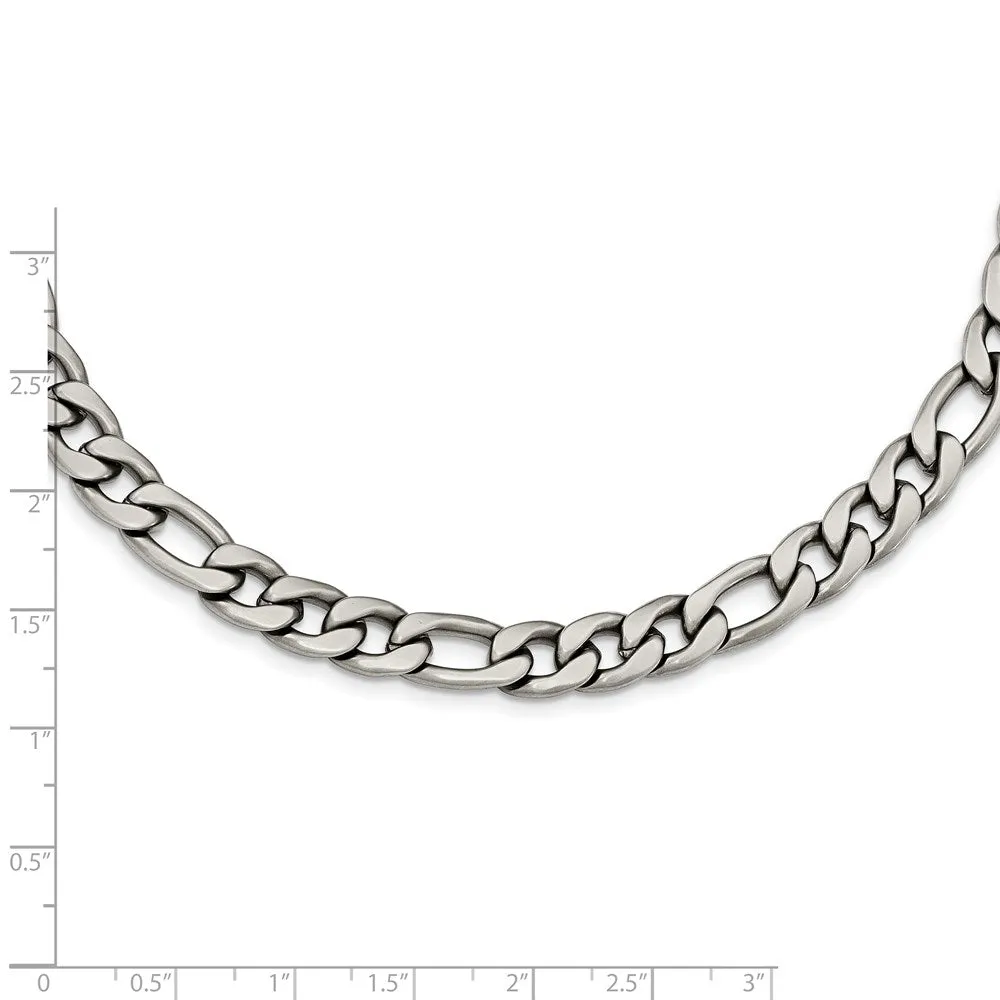 Men's 7mm Stainless Steel Satin Figaro Chain Necklace, 18 Inch