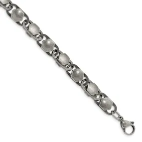 Men's 8.5mm Stainless Steel Antiqued Fancy Cable Chain Necklace, 24 In