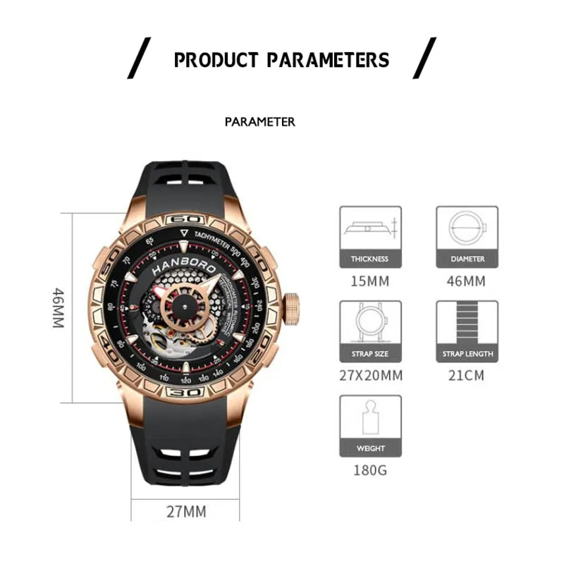 Men's Luminous Mechanical Skeleton Automatic Self-Wind Wristwatch