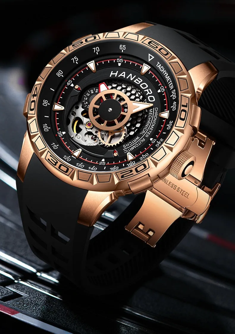 Men's Luminous Mechanical Skeleton Automatic Self-Wind Wristwatch