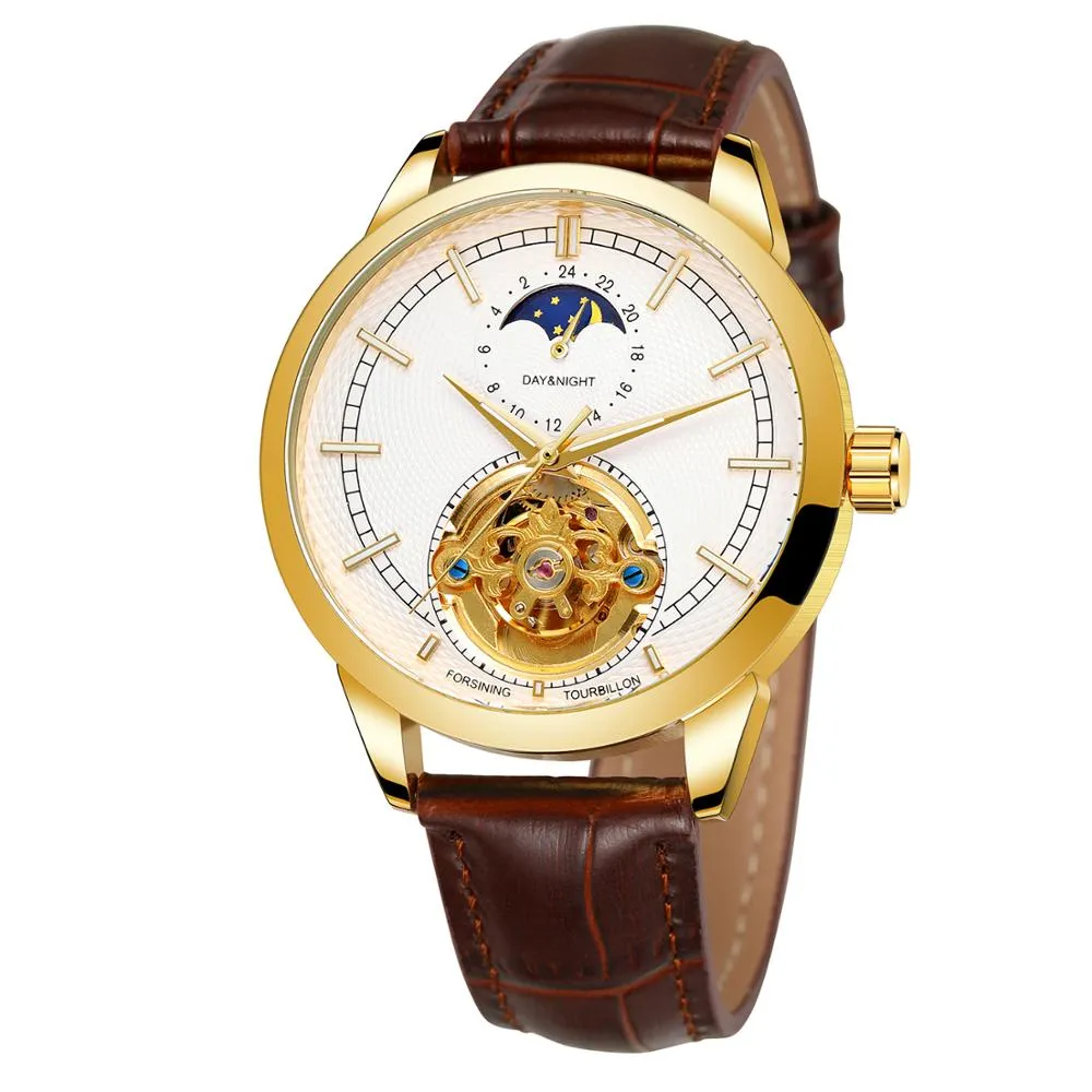 Men's Luxury Moon Phase Automatic Mechanical Tourbillon Wristwatch