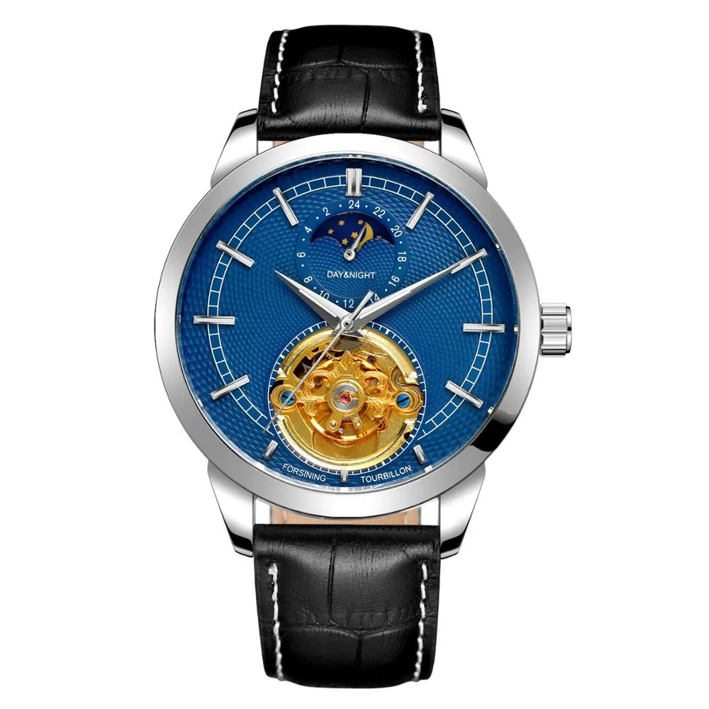 Men's Luxury Moon Phase Automatic Mechanical Tourbillon Wristwatch