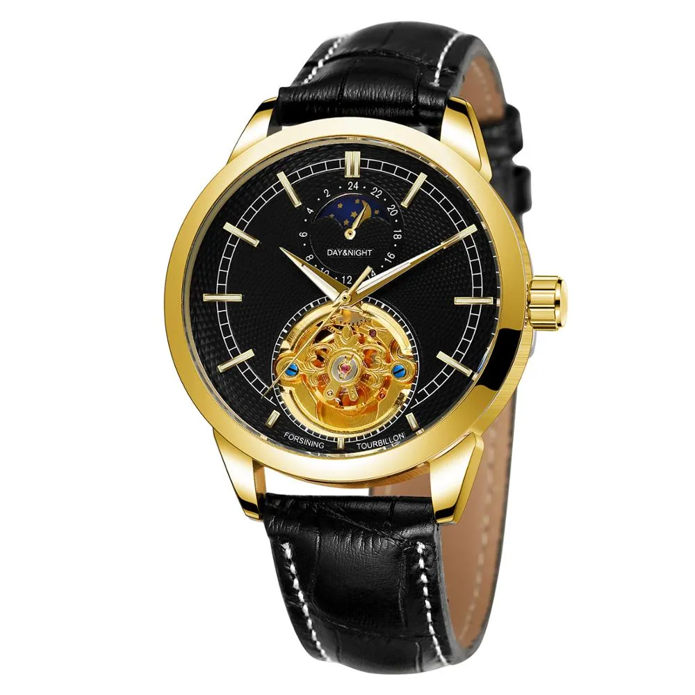 Men's Luxury Moon Phase Automatic Mechanical Tourbillon Wristwatch