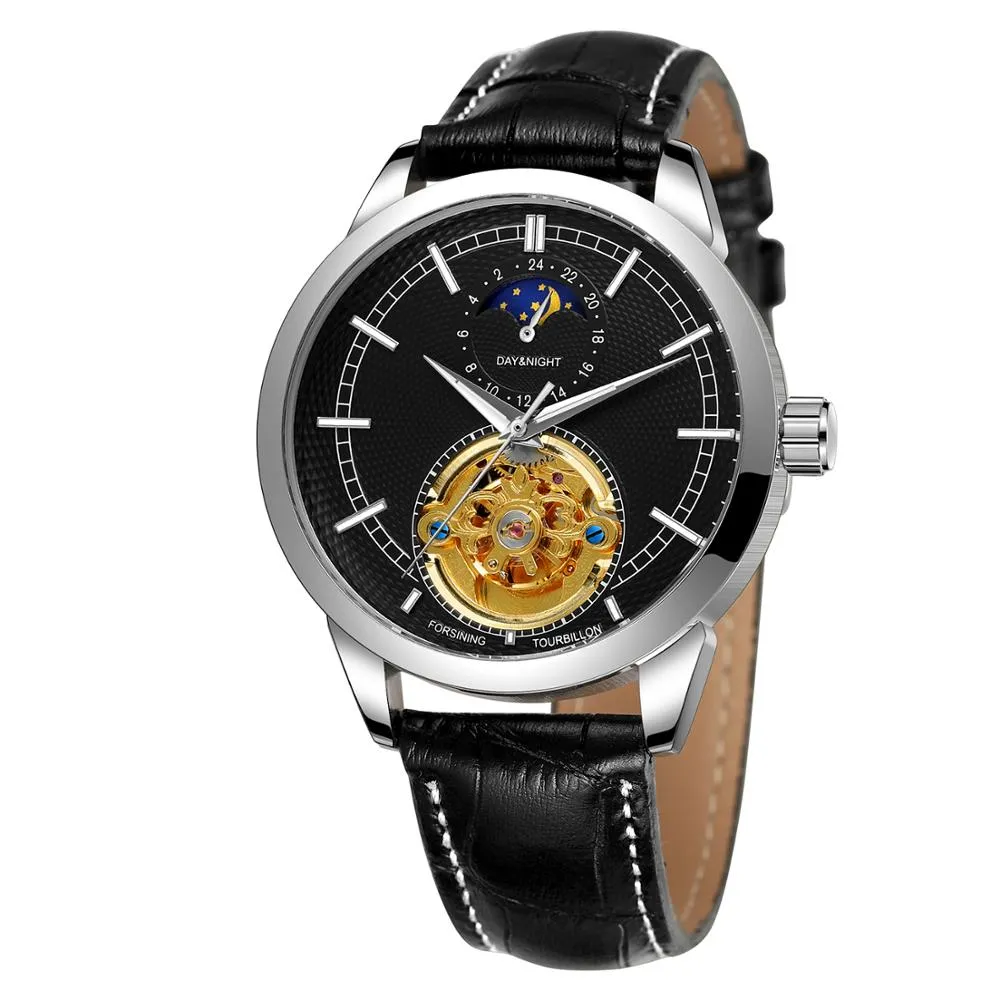 Men's Luxury Moon Phase Automatic Mechanical Tourbillon Wristwatch