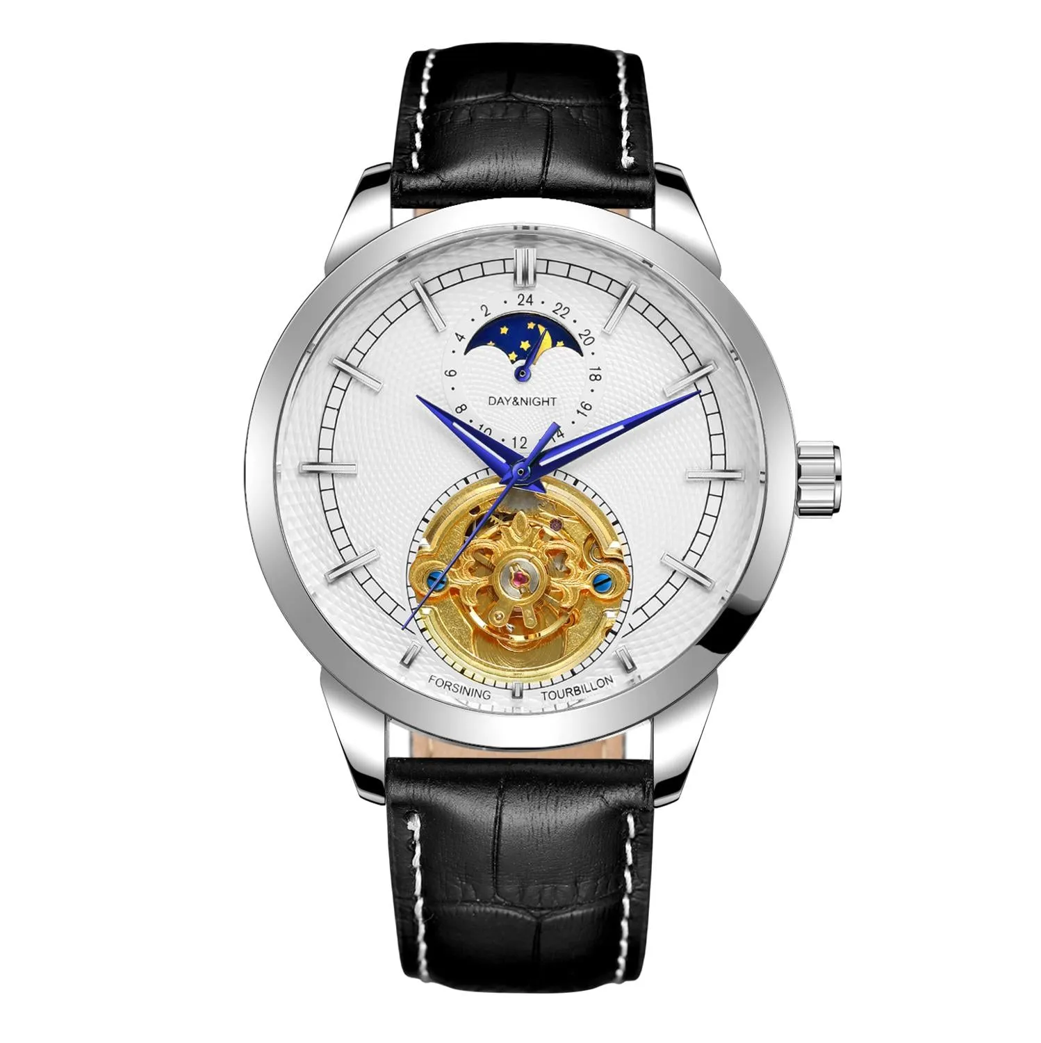 Men's Luxury Moon Phase Automatic Mechanical Tourbillon Wristwatch