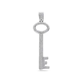 Men's Platinum Key Pendant with 6.00 CT Diamonds