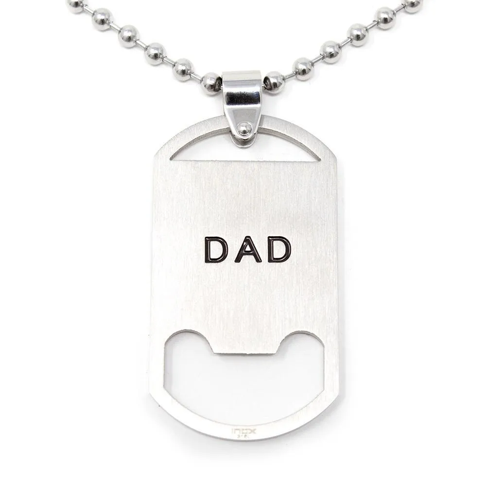 Men's Stainless Steel Dad Pendant on Ball Chain 24 Inch