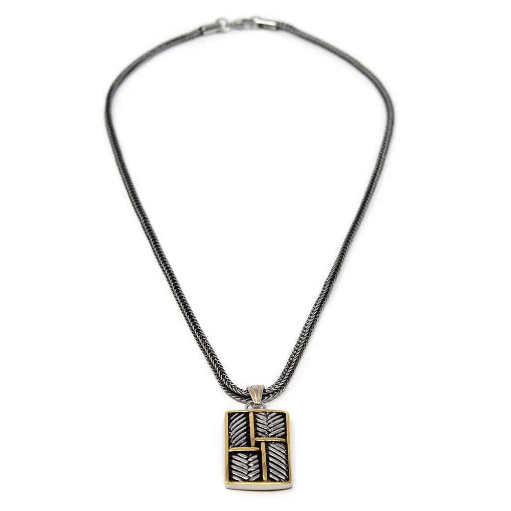 Men's Stainless Steel Gold Ion Plated Cable Pendant on Chain