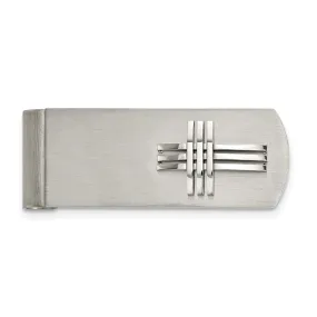 Men's Stainless Steel Triple Bar Cross Spring Loaded Money Clip